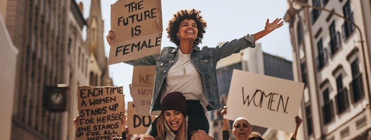 women protesting